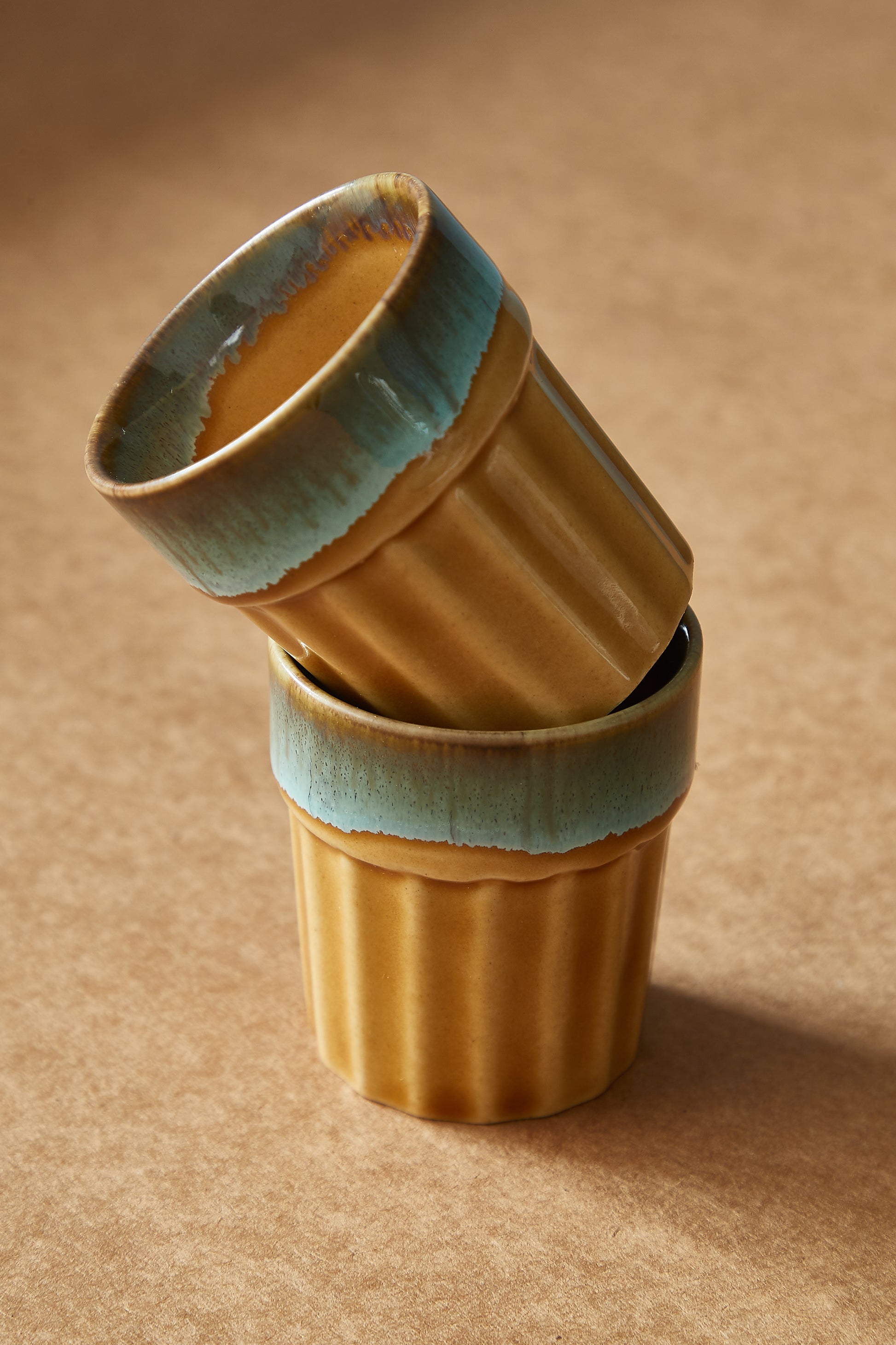 Mustard yellow kulhad glasses