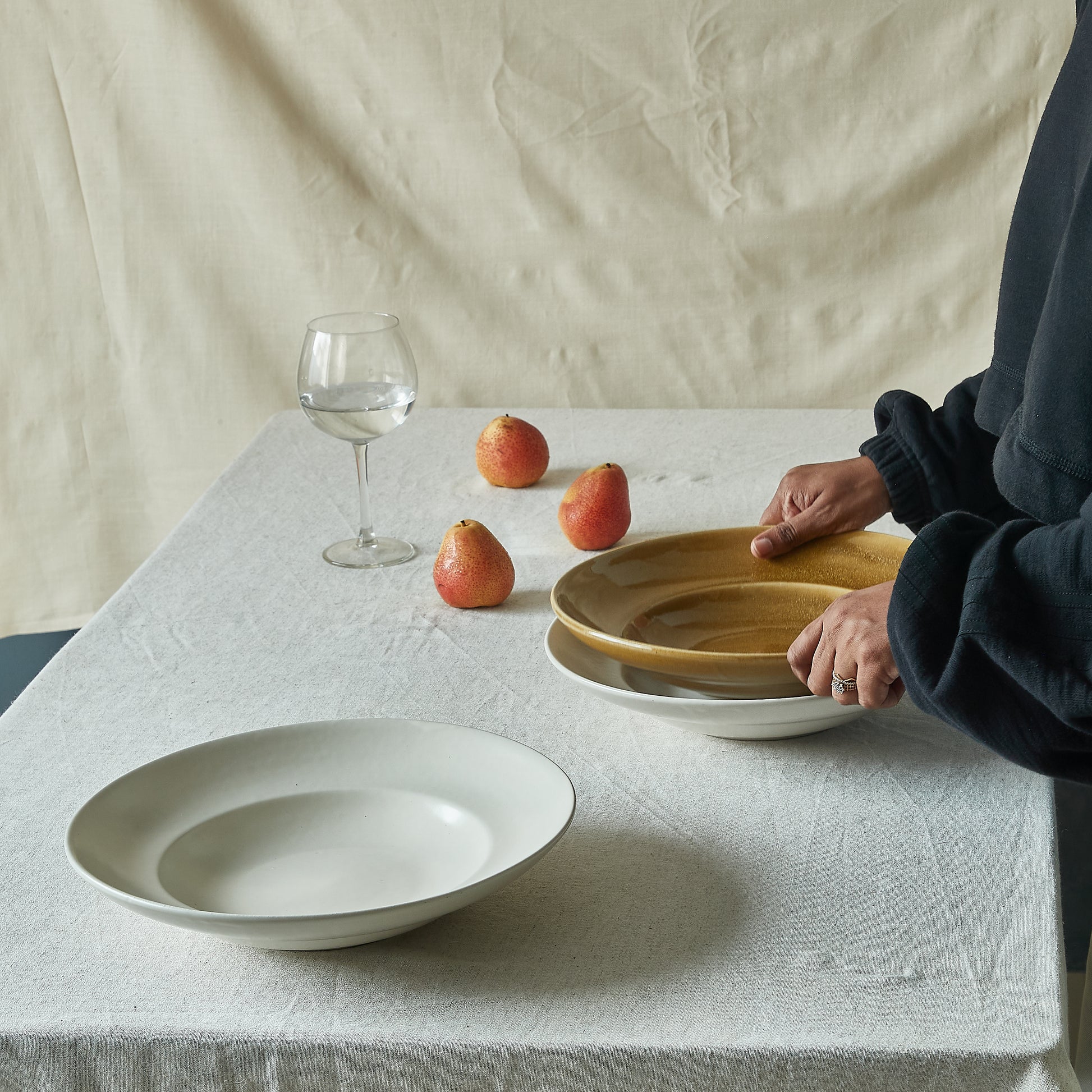 ivory white big pasta plate 10"